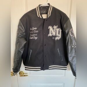Aeropostale Black and Gray Varsity Jacket